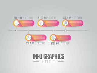 Abstract 5 steps Timeline infographic elements. Vector illustration.