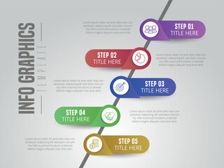 Abstract 5 steps Timeline infographic elements. Vector illustration.
