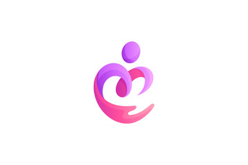 caring love person logo with gradient modern design concept