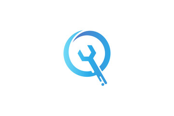 Mechanic repair service logo in simple design
