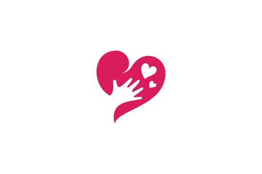 Care love hand in simple design logo
