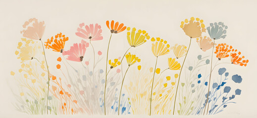 Spring Watercolor Flower Design in Soft Pastel Colors Generative AI