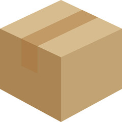 Closed cardboard box taped up, brown closed delivery packaging box..