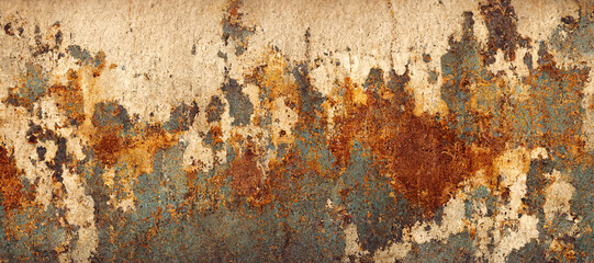 Fototapeta premium rusty and cracked old wall texture background with Generative AI Technology