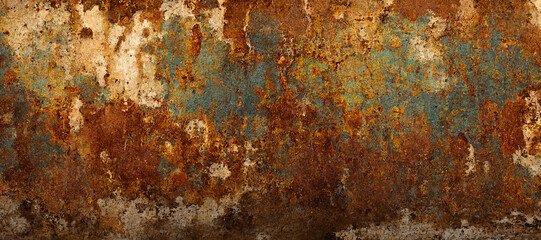 rusty and cracked old wall texture background with Generative AI Technology