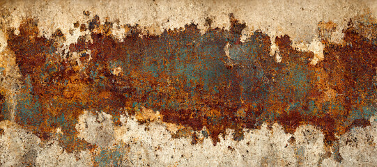 Fototapeta premium rusty and cracked old wall texture background with Generative AI Technology
