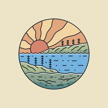 recommend clip art: Nature camping outdoor design vector for badge, sticker, patch, t shirt design, etc