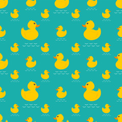 Seamless pattern of yellow rubber duck