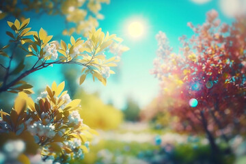 Fototapeta na wymiar Cherry blossoms in a beautiful spring day - Generative AI