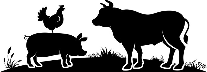 Farm animals logo  illustration