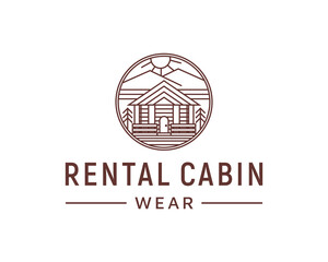 Cabin rental mountain logo design vector