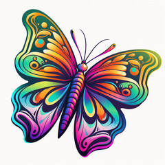 Fototapeta na wymiar Colorful painting butterfly on white background