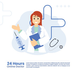 Online doctor reservation in flat design illustration for social media post
