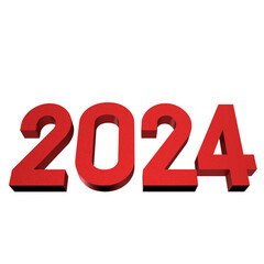 The red 2024 number png image for new year concept 3d rendering