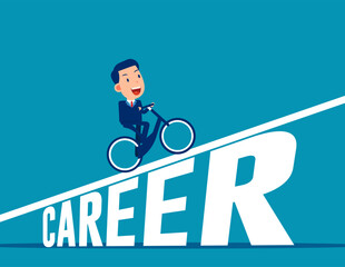 Business person riding up. Business career vector illustration