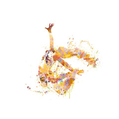 Watercolor Dancer drawing, silhouette of a dancing person, Watercolor dancing woman	