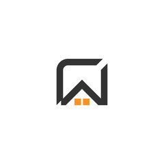 letter rw home shape square geometric logo vector
