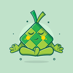 Naklejka premium calm ketupat food character mascot with yoga meditation pose isolated cartoon in flat style design