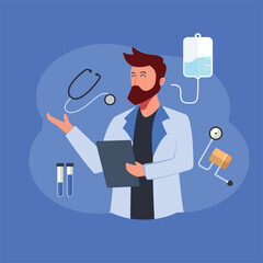 vector flat design illustration of online doctor concept