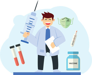 vector flat design illustration of online doctor concept
