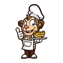 Monkey mascot chef cartoon character