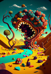 Obraz na płótnie Canvas digital painting of a monster in the middle of a desert. generative ai.