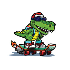 Alligator on a skateboard
