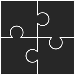 Puzzle Jigsaw set of 4 vector flat design in monochrome color with various type of shape ready to use and free editable