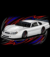 drag Racing Car, isolated on black background, for t-shirt business, digital printing, screen...