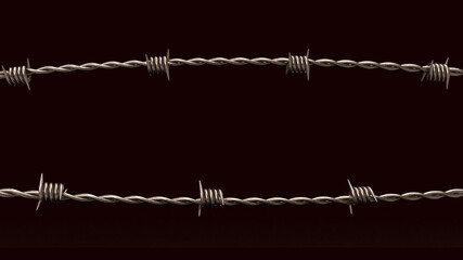 The  barbed wire on black background  for security or military concept 3d rendering