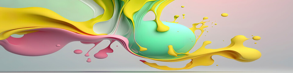 Fototapeta na wymiar abstract paint splash liquid wallpaper, colorful panoramic banner