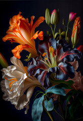 Fototapeta na wymiar close up of a bunch of flowers in a vase. generative ai.