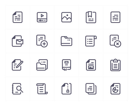 Document and file line icon set