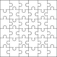 Puzzle Jigsaw set of 36 outline line art vector design flat illustration free editable for element content template
