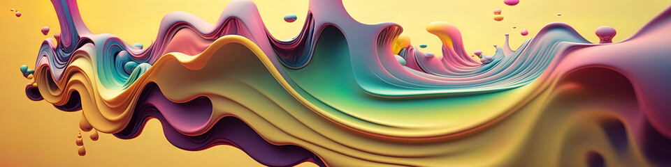 amazing colorful abstract background with a wave liquid paint, panoramic 4k wallpaper.
