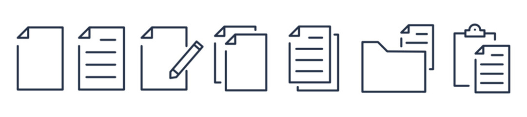 Paper documents icons. Editable stroke. Vector graphic illustration. For website design, logo, app, template, ui, etc.