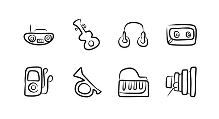 Musical instrument Icons set. Musical instrument simple line icons vector