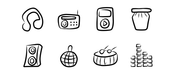 Musical instrument Icons set. Musical instrument simple line icons vector