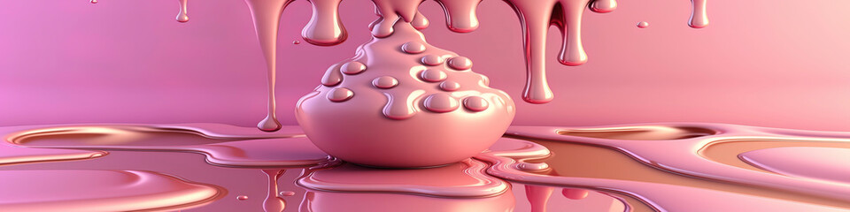 pastel pink Liquid abstract panoramic background.