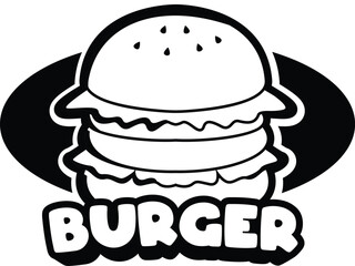 Black and white vector burger logo vector art design