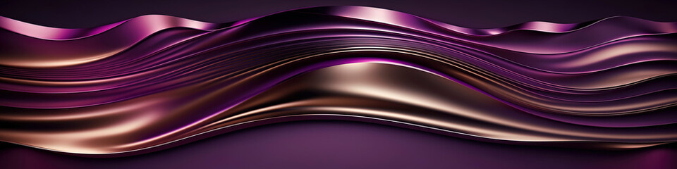 Metalic abstract wavy liquid background, panoramic banner