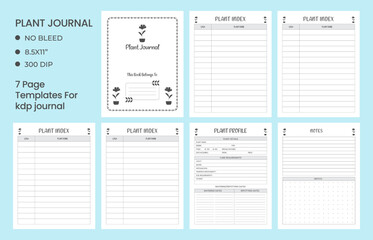 Plant journal logbook or notebook planner, plant profile, gardening journal. 