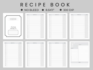Recipe book journal logbook, recipe notebook.