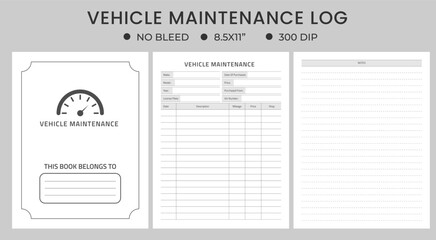 Vehicle Maintenance kdp Log, Vehicle Maintenance Notebook