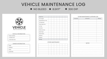Vehicle Maintenance kdp Log, Vehicle Maintenance Notebook