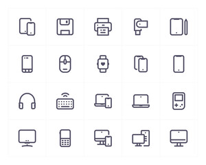 Device and computer line icon set
