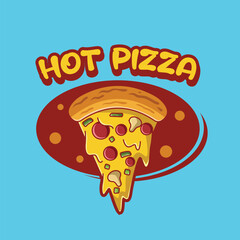 vector pizza slice melted cartoon vector icon illustration food object logo concept