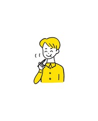 お箸でもぐもぐ食べる人物上半身