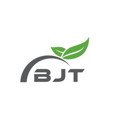BJT letter nature logo design on white background. BJT creative initials letter leaf logo concept. BJT letter design.
