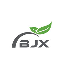 BJX letter nature logo design on white background. BJX creative initials letter leaf logo concept. BJX letter design.
